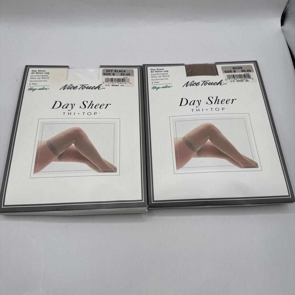 Vintage Sears Nice Touch‎ Lycra Sheer Leg THI TOP Stockings in Color Nude Size B